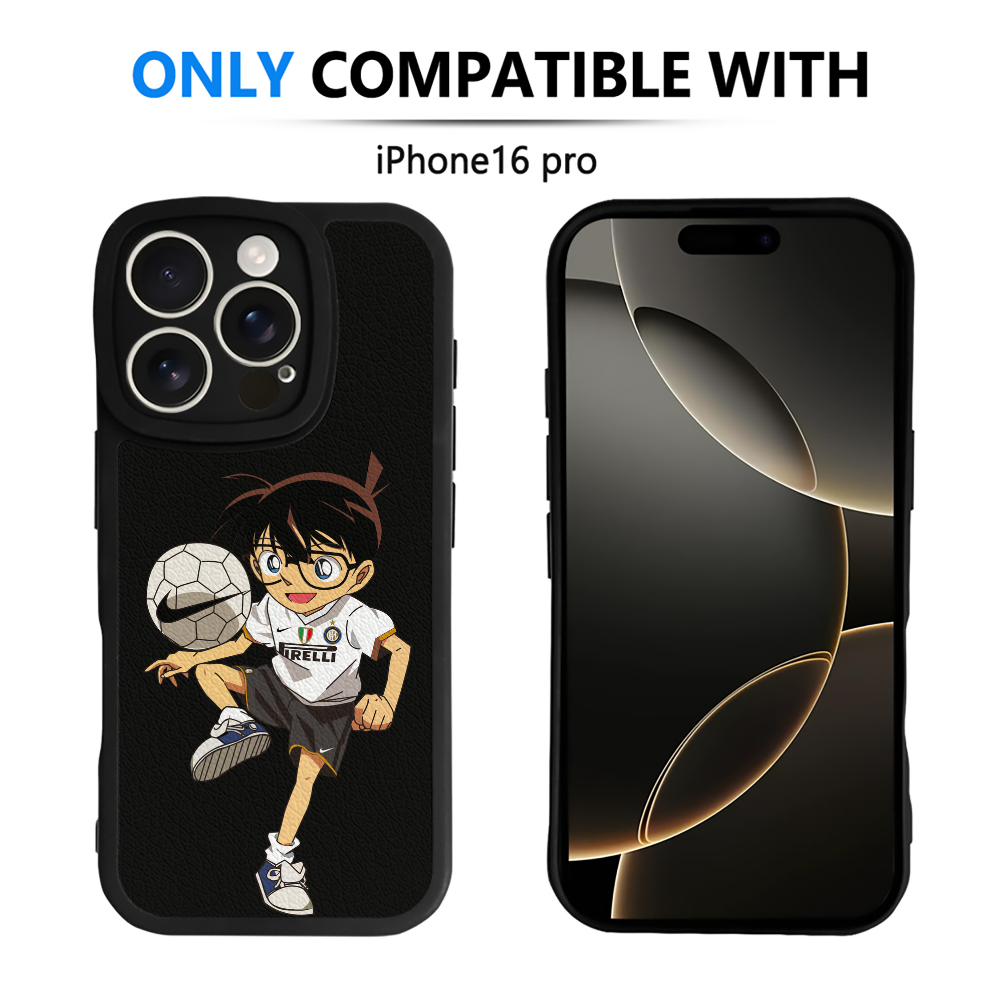 （画像用） 名探偵コナン 江戸川 コナン Detective Conan Conan Edogawa 【iPhone 16シリーズ対応】シリコンスマホケース（レザー調） 材質：シリコン